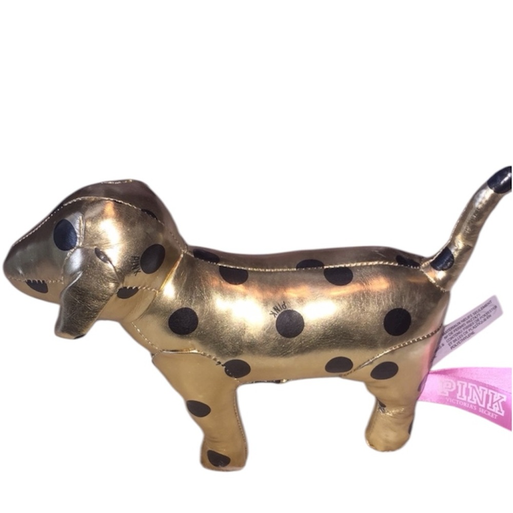 Rare gorgeous PINK collectible dog from VS gold/black polka dot
